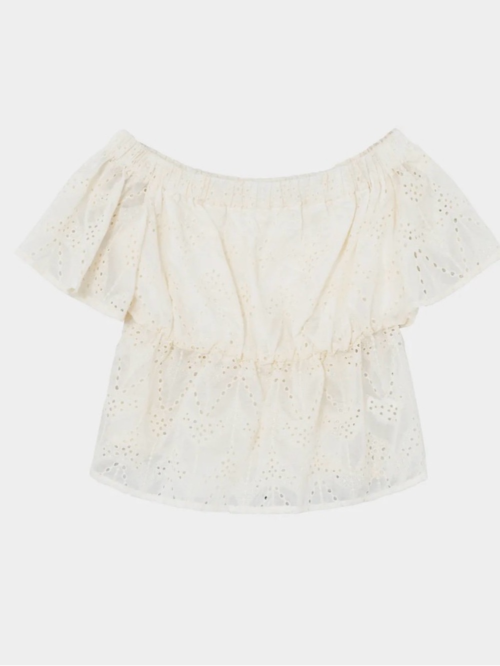 DAY Eyelet Off-Shoulder ruffled Peasant Blouse in white size US 10 NWT - Picture 4 of 5
